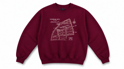 Vinegar Hill Heritage Map Crewneck — Maroon