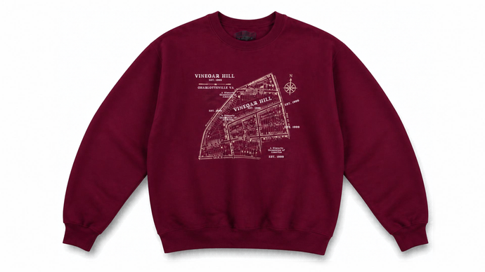 Vinegar Hill Heritage Map Crewneck — Maroon
