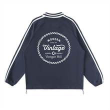 Contrast Striped Lapel Collar Sweatshirt