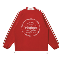 Contrast Striped Lapel Collar Sweatshirt